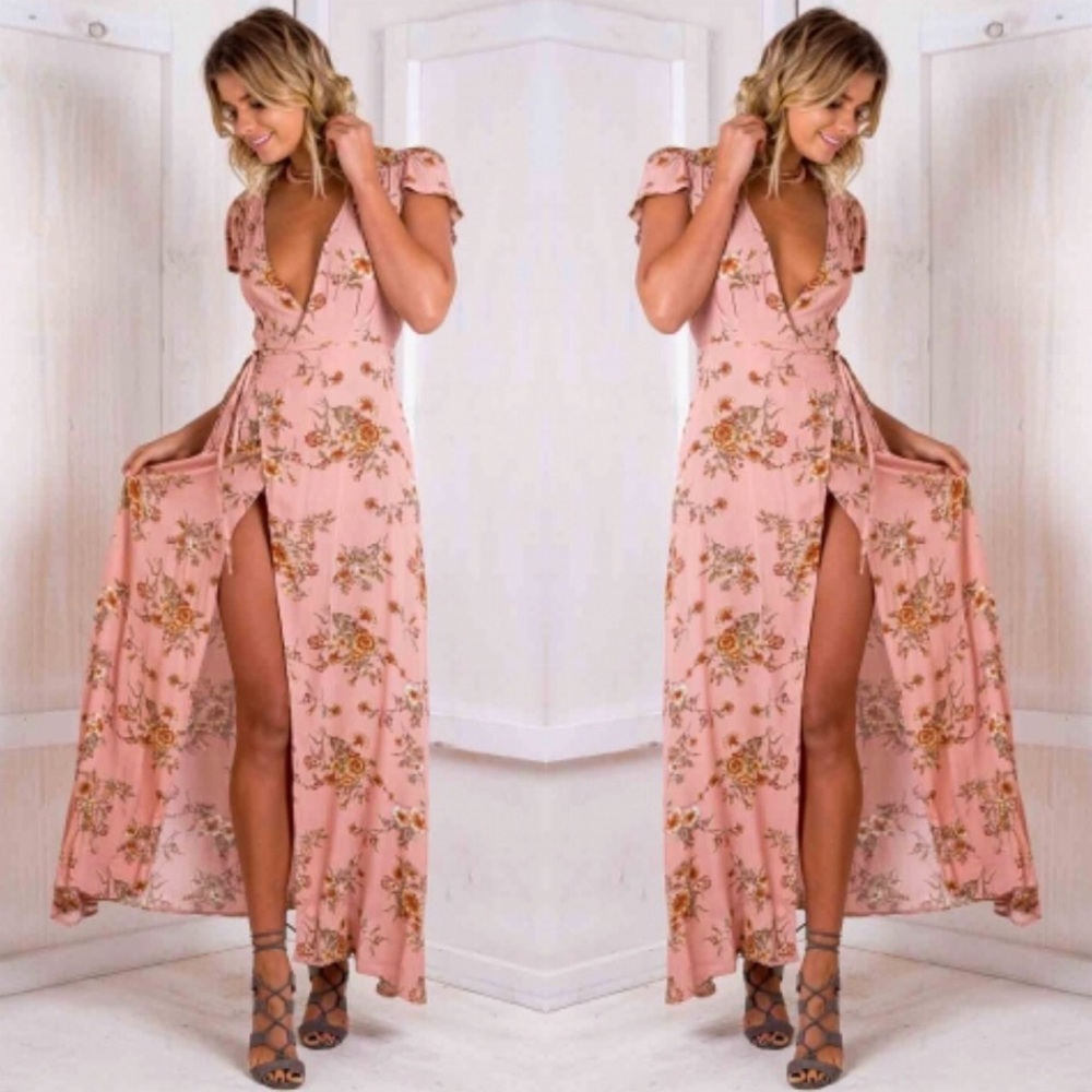 Stelly Wrap Dress Blush Floral